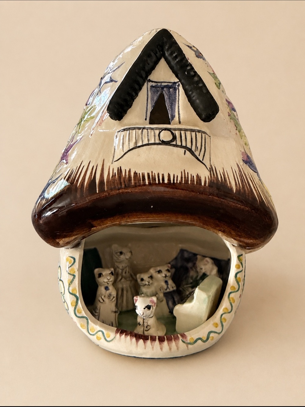 vintage Derek Fowler pottery toadstool or mushroom-shaped nursery night light.